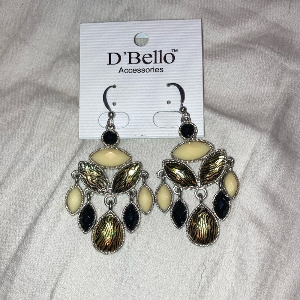 Gold and Black Chandelier Earrings